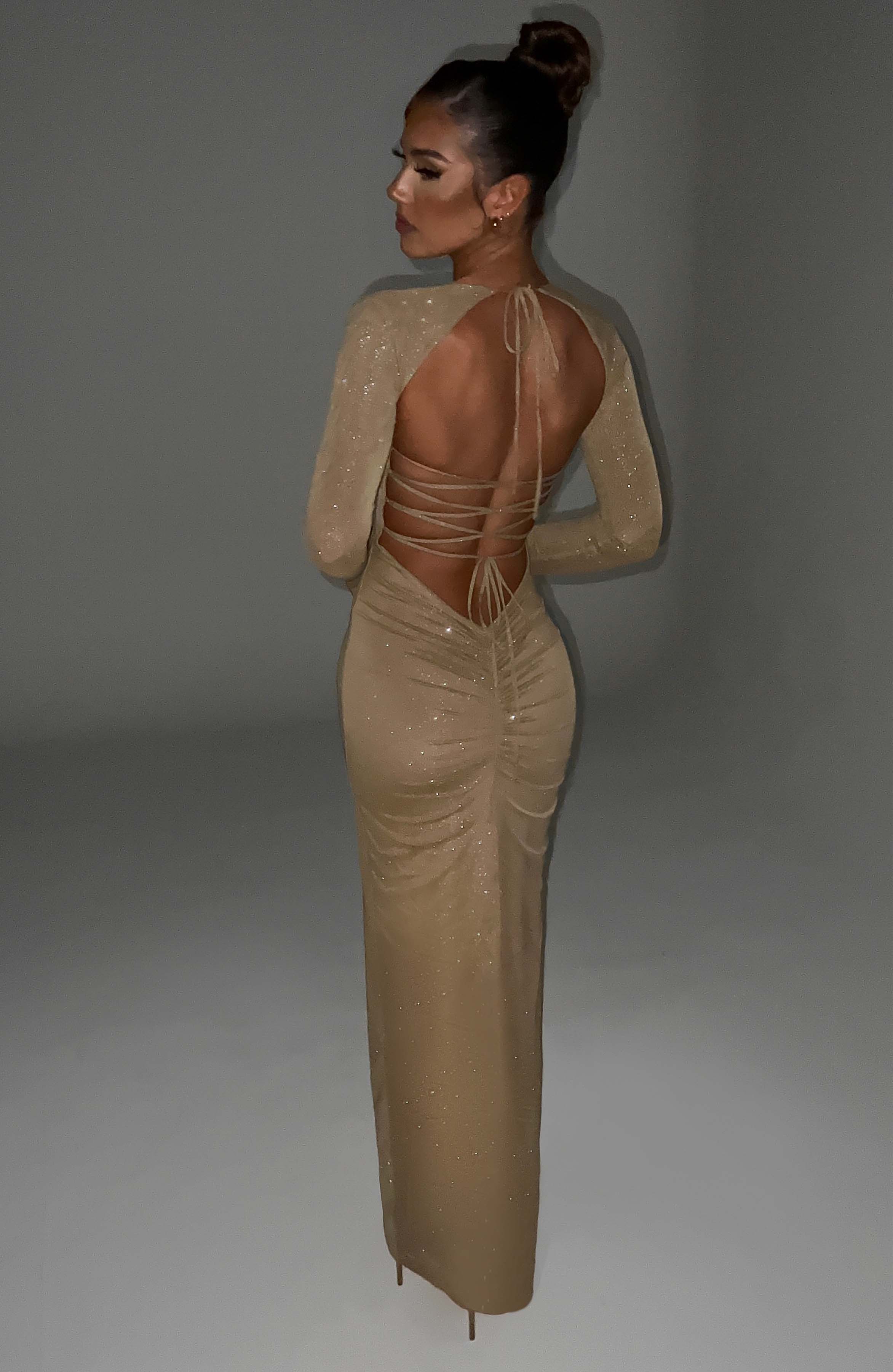 Nadia Maxi Dress - Gold Sparkle - Napalia