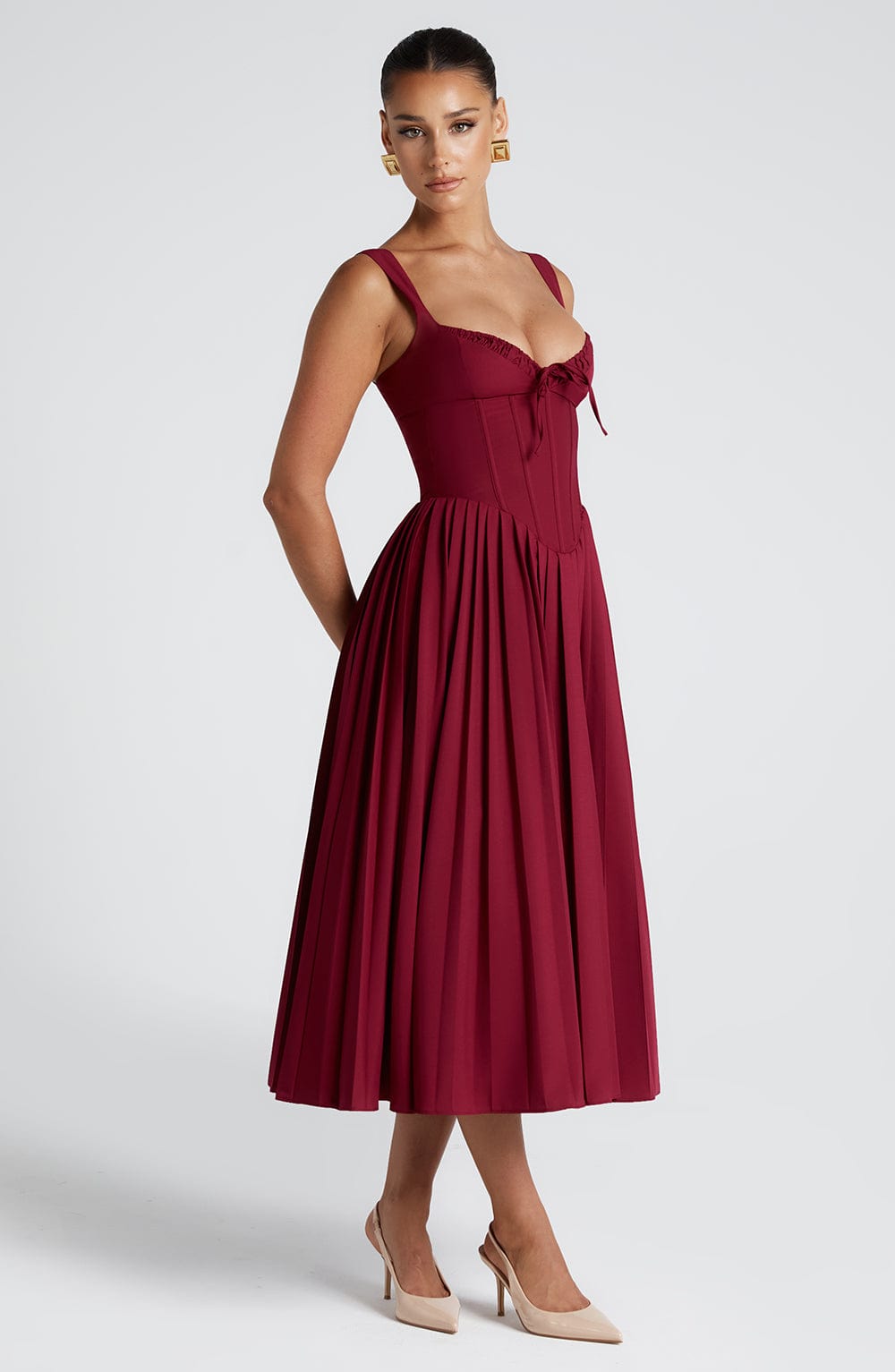 Natassia Midi Dress - Berry - Napalia