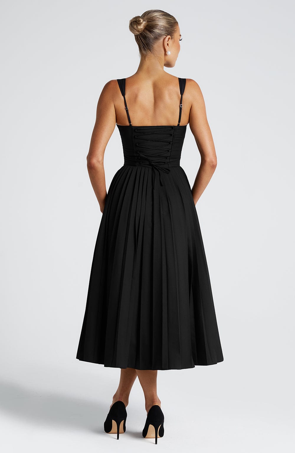 Natassia Midi Dress - Black/White - Napalia