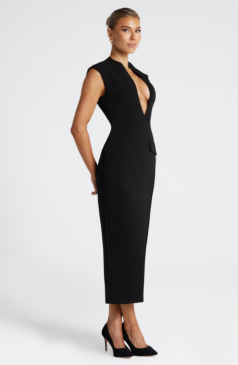 Nellie Midi Dress - Black - Napalia
