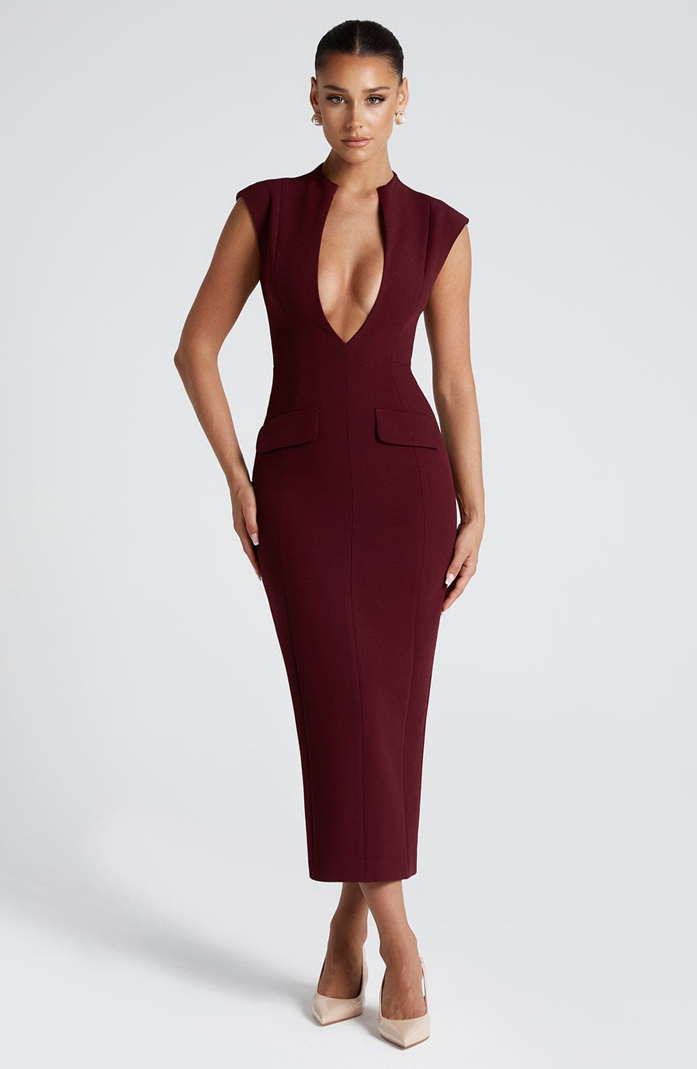 Nellie Midi Dress - Cherry Lacquer - Napalia