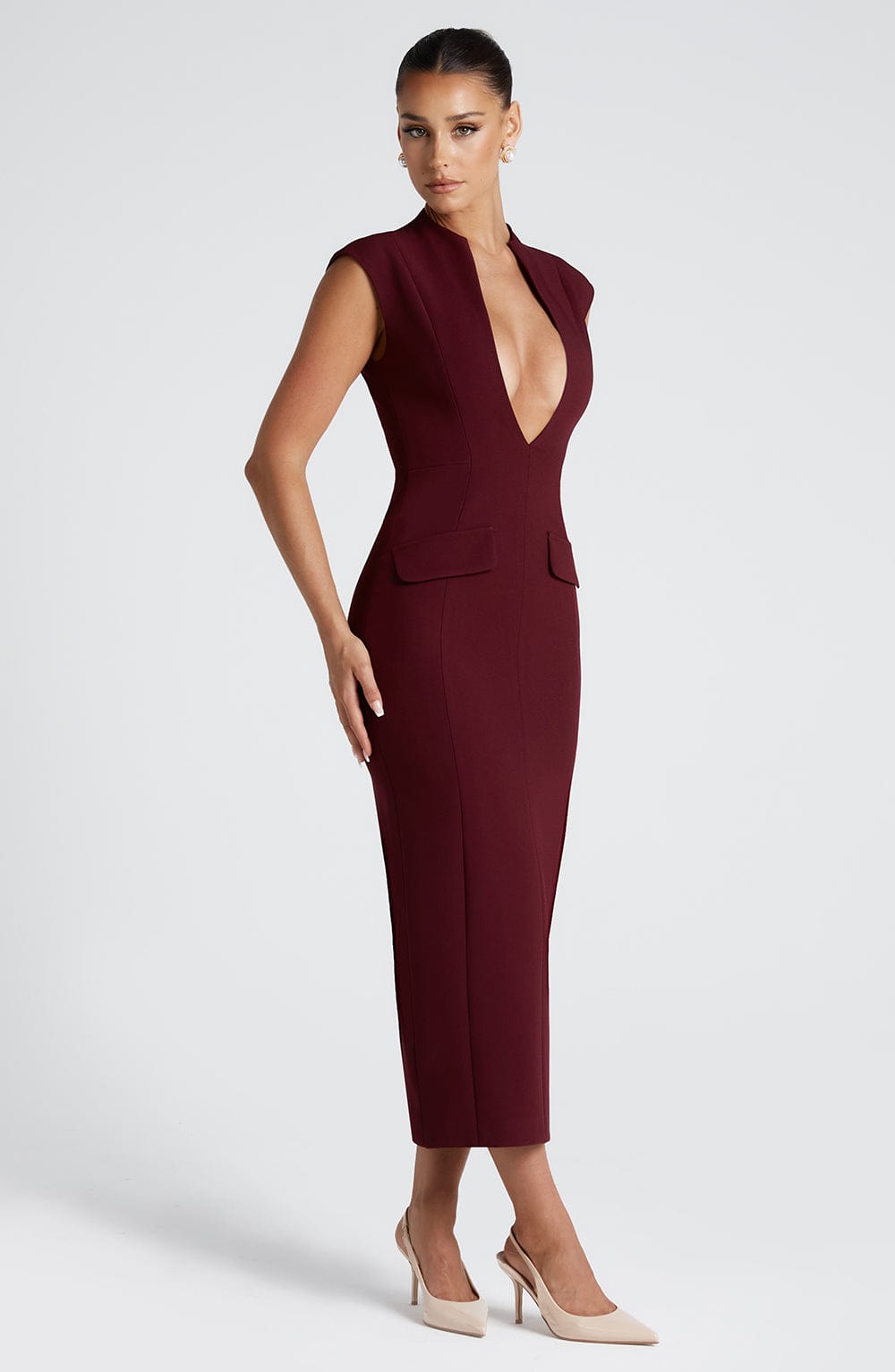 Nellie Midi Dress - Cherry Lacquer - Napalia