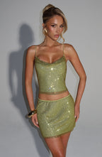Nila Mini Skirt - Olive - Napalia