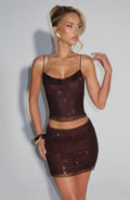 Nila Mini Skirt - Plum Brown - Napalia