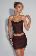 Nila Mini Skirt - Plum Brown - Napalia