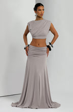 Paige Maxi Skirt - Light Grey - Napalia