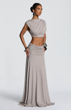Paige Maxi Skirt - Light Grey - Napalia