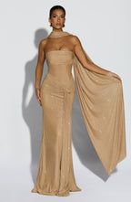 Paula Maxi Dress - Gold Sparkle - Napalia