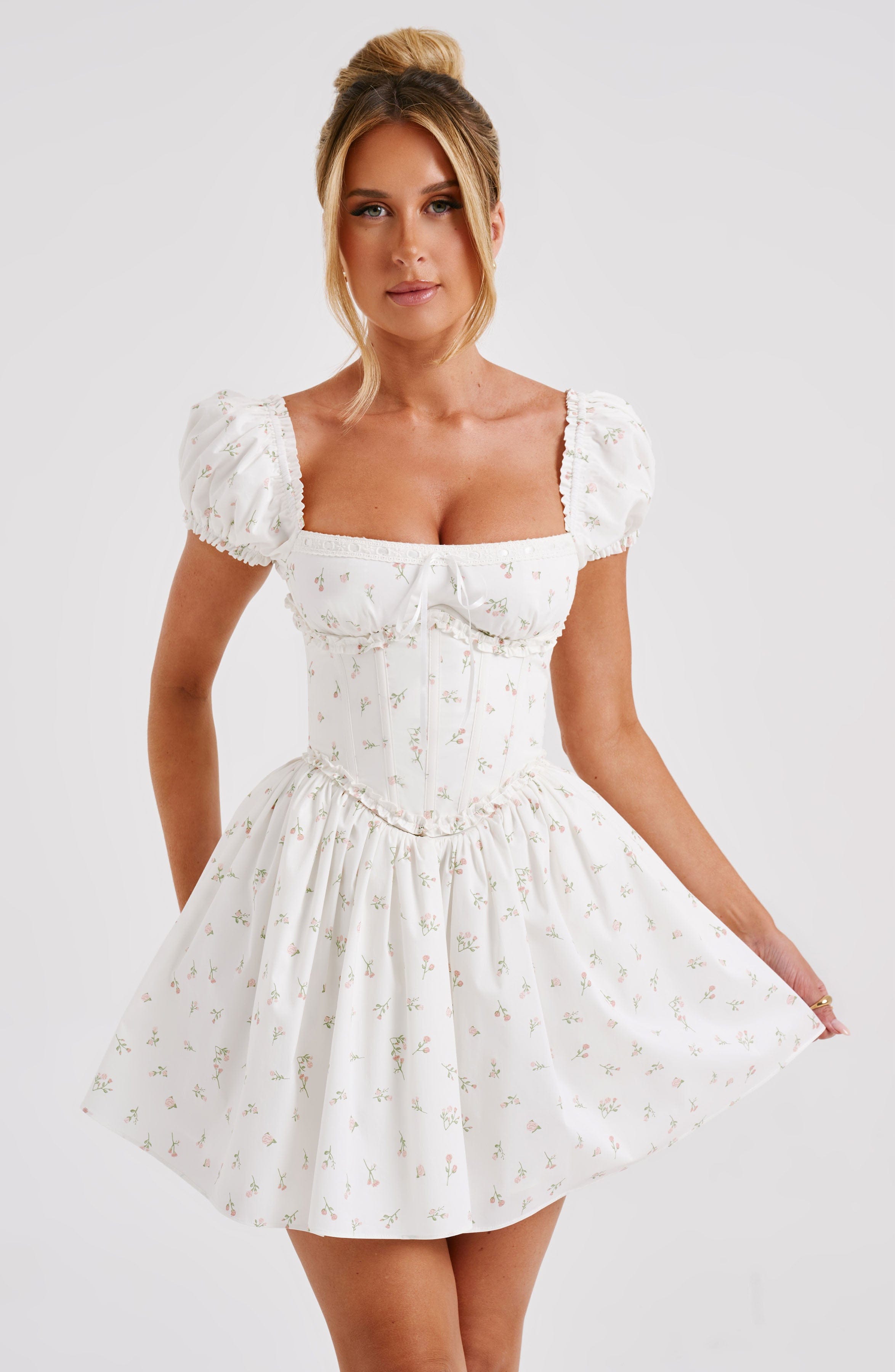 Penelope Mini Dress - Blush Floral Print - Napalia
