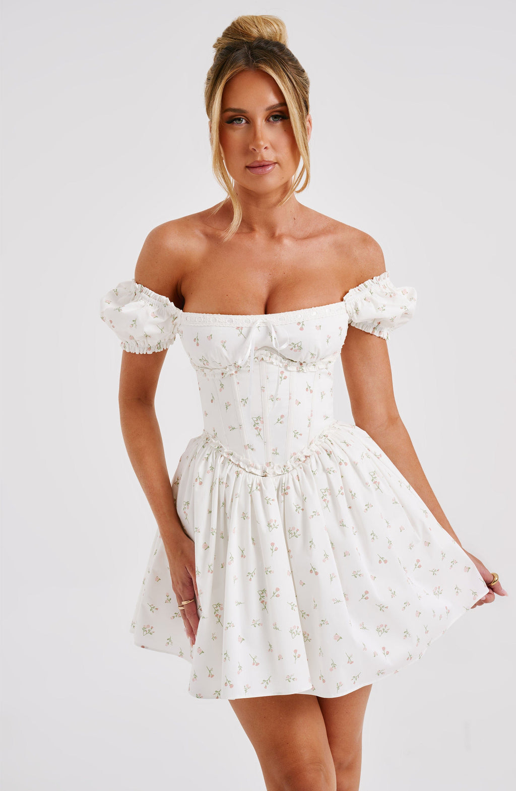 Penelope Mini Dress - Blush Floral Print - Napalia