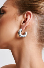 Petra Hoop Earrings - Silver - Napalia
