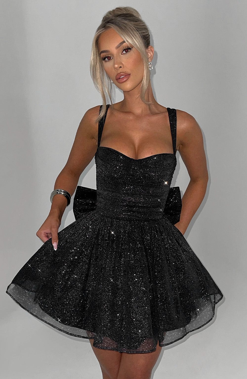 Polly Mini Dress - Black Sparkle - Napalia
