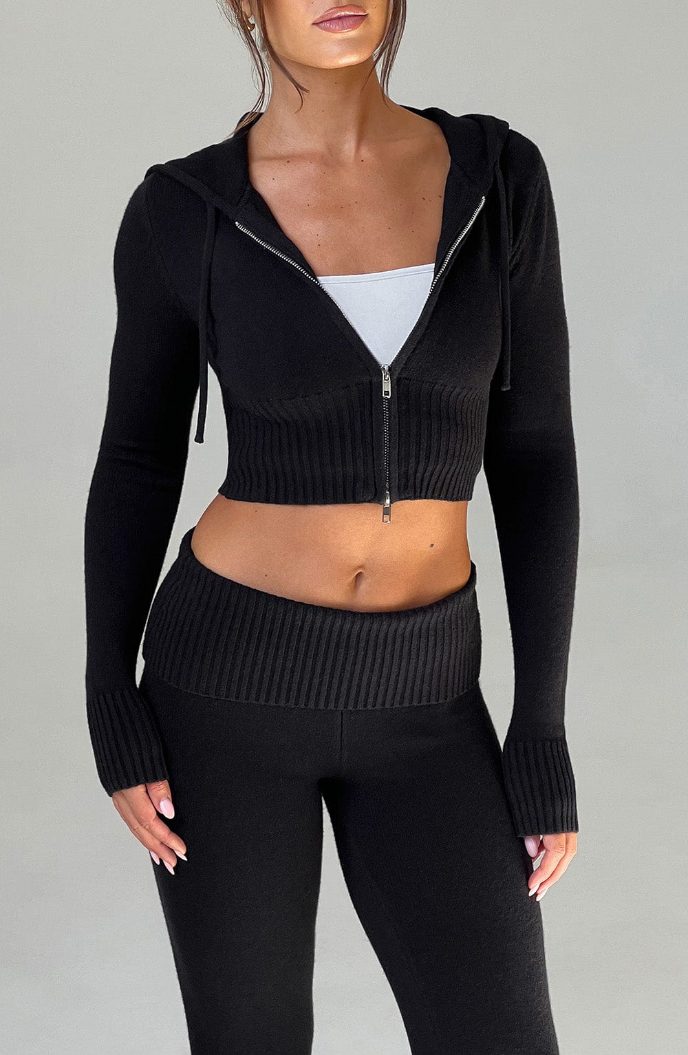 Portia Knit Hoodie - Black - Napalia