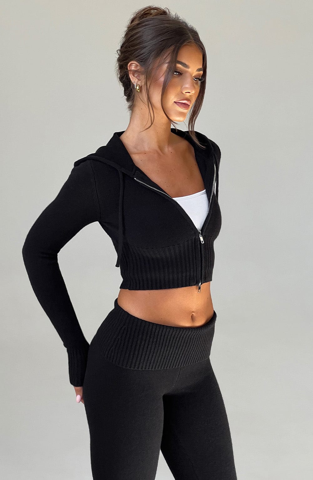 Portia Knit Hoodie - Black - Napalia