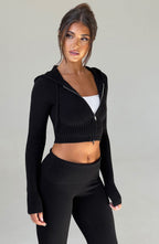 Portia Knit Hoodie - Black - Napalia