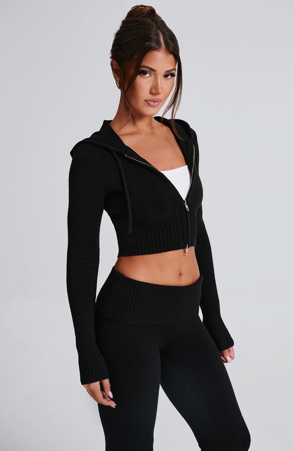 Portia Knit Hoodie - Black - Napalia
