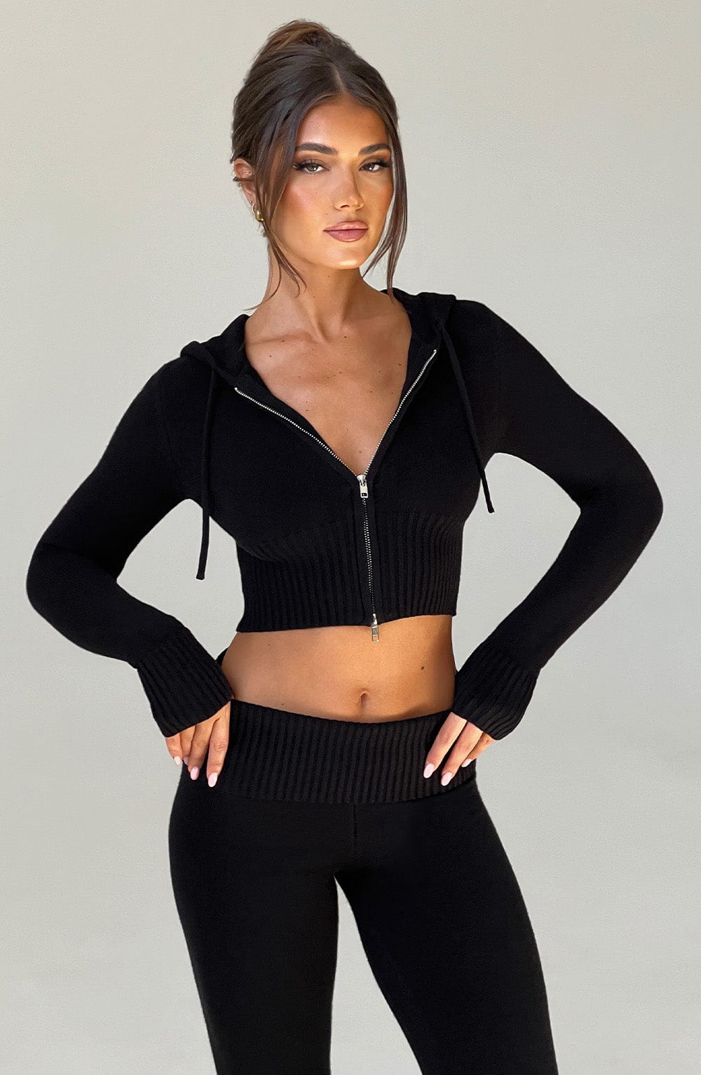 Portia Knit Hoodie - Black - Napalia