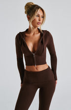 Portia Knit Hoodie - Chocolate - Napalia