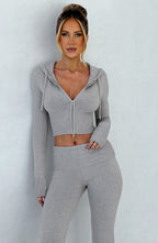 Portia Knit Hoodie - Light Grey Marl - Napalia