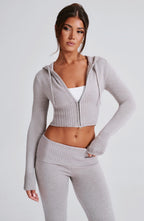 Portia Knit Hoodie - Light Grey Marl - Napalia