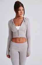 Portia Knit Hoodie - Light Grey Marl - Napalia
