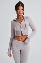 Portia Knit Hoodie - Light Grey Marl - Napalia