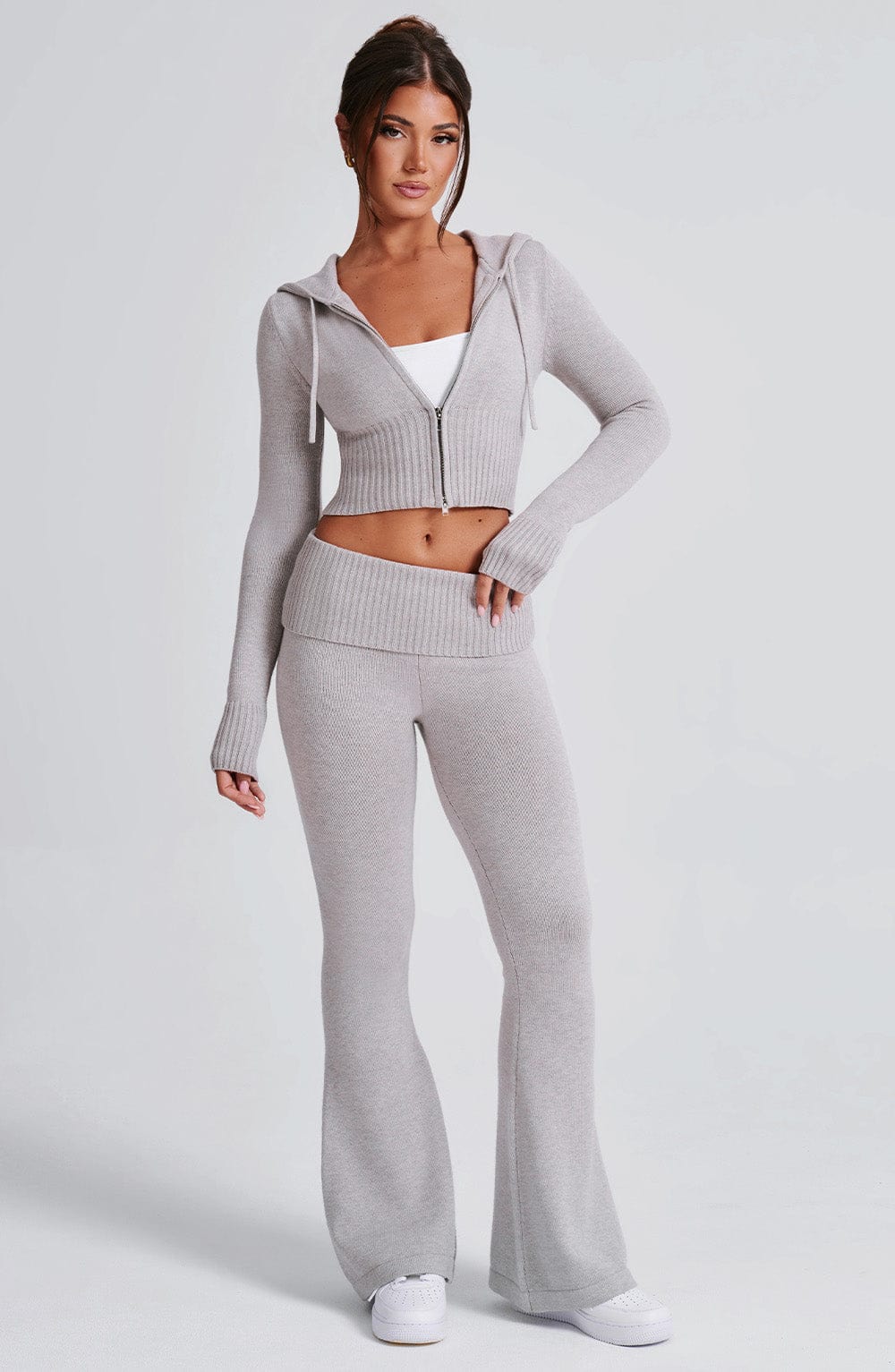 Portia Knit Hoodie - Light Grey Marl - Napalia