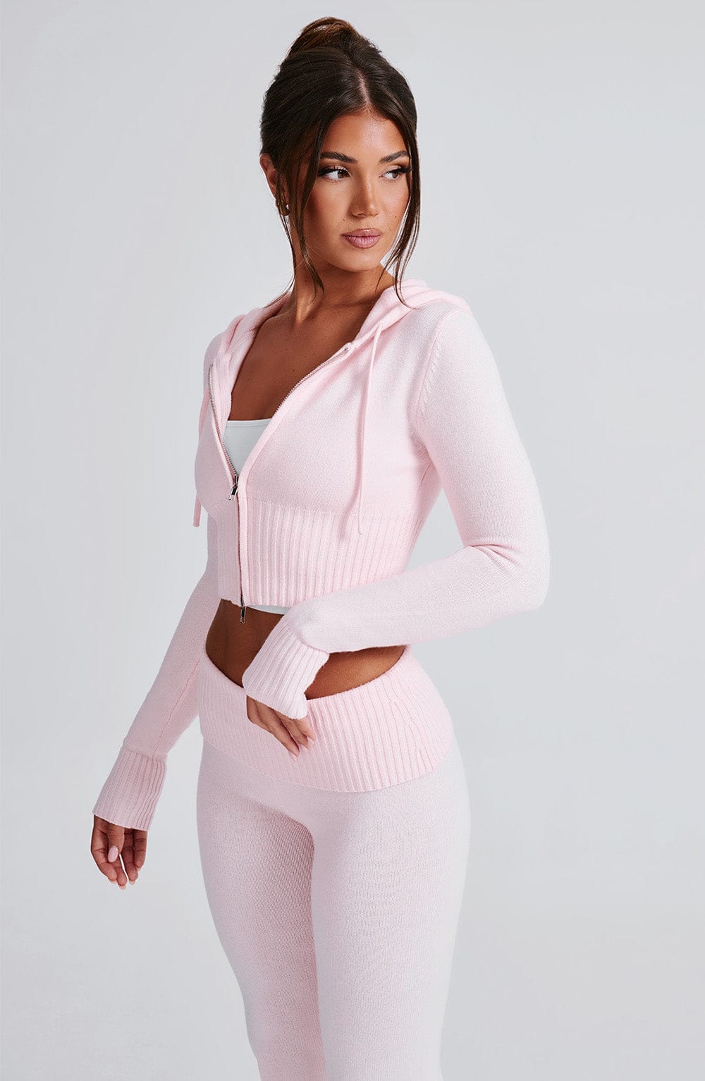 Portia Knit Hoodie - Pink - Napalia