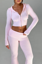Portia Knit Hoodie - Pink - Napalia
