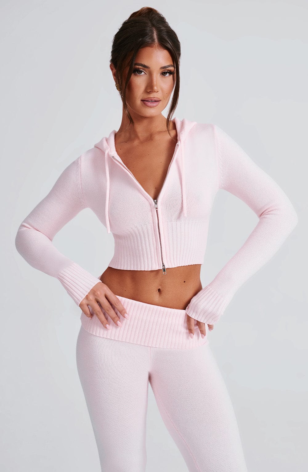 Portia Knit Hoodie - Pink - Napalia