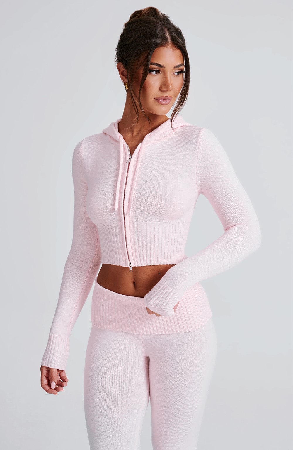Portia Knit Hoodie - Pink - Napalia