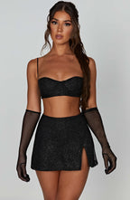 Posie Mini Skirt - Black Sparkle - Napalia