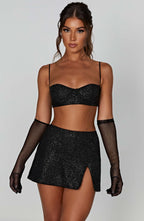 Posie Mini Skirt - Black Sparkle - Napalia