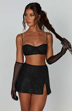 Posie Mini Skirt - Black Sparkle - Napalia