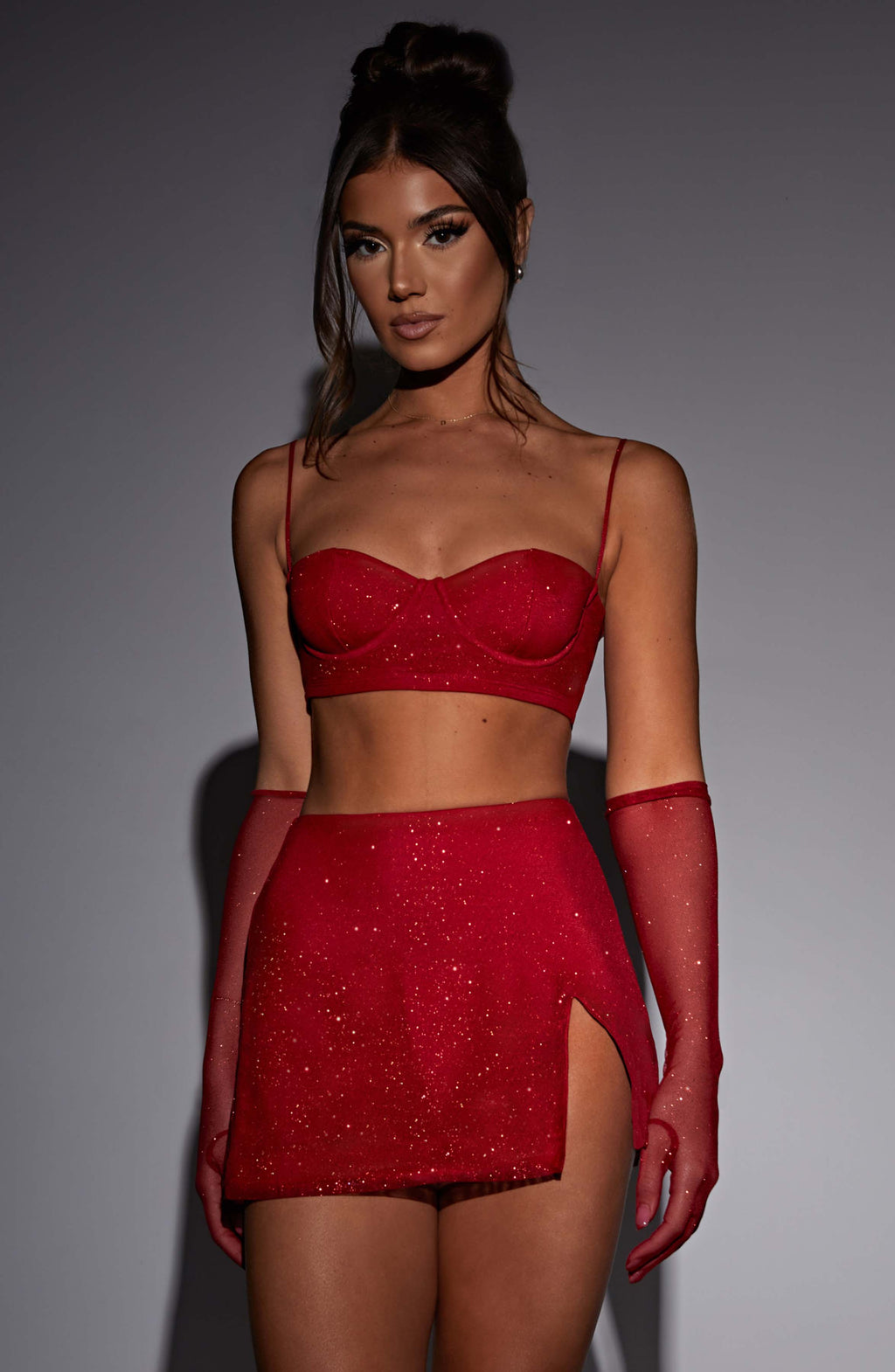 Posie Mini Skirt - Red Sparkle - Napalia