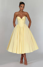 Prim Midi Dress - Lemon - Napalia