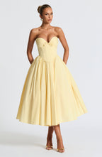 Prim Midi Dress - Lemon - Napalia