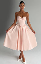 Prim Midi Dress - Soft Peach - Napalia