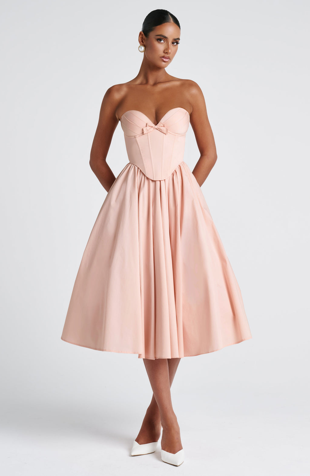 Prim Midi Dress - Soft Peach - Napalia