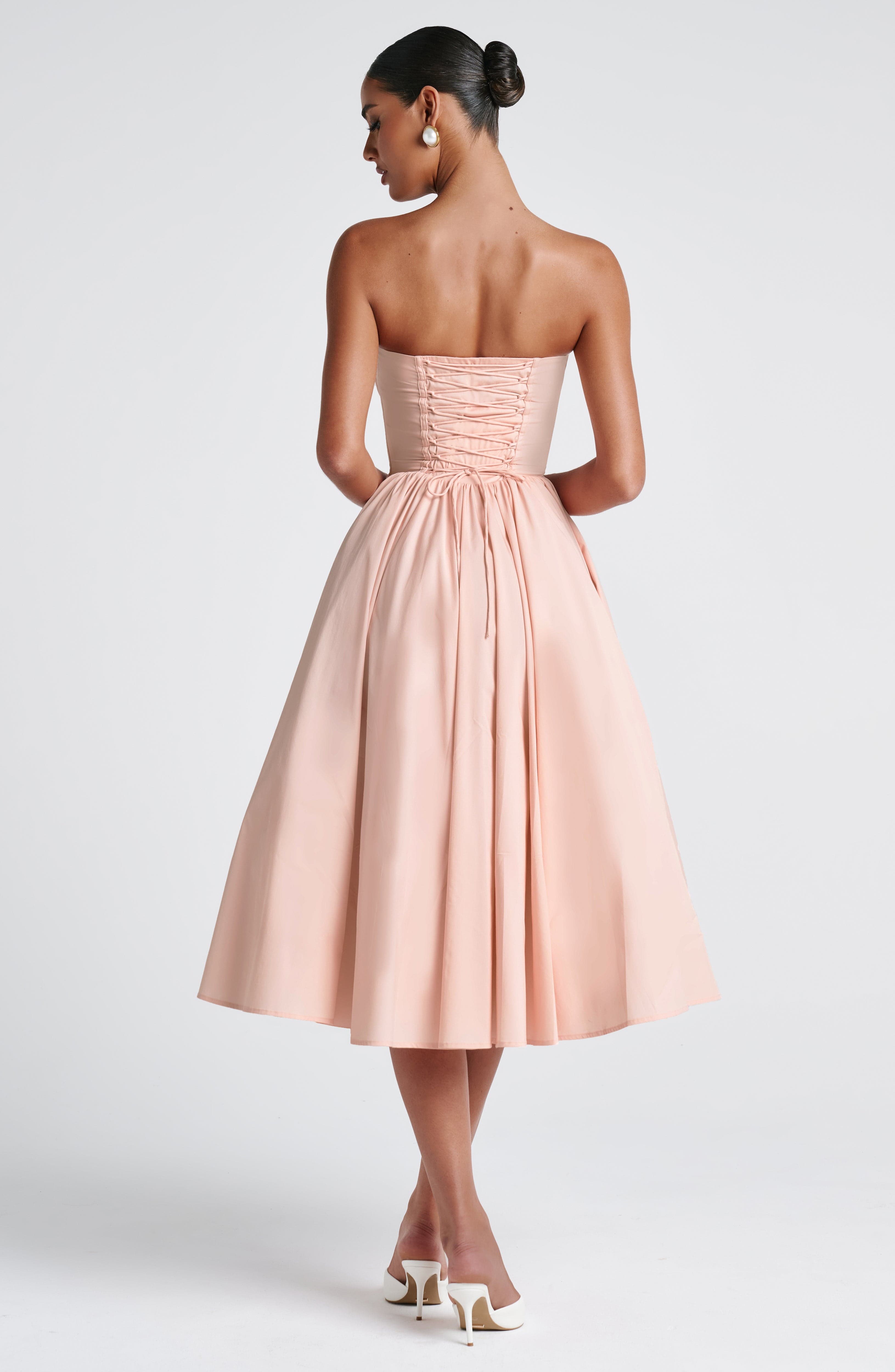 Prim Midi Dress - Soft Peach - Napalia