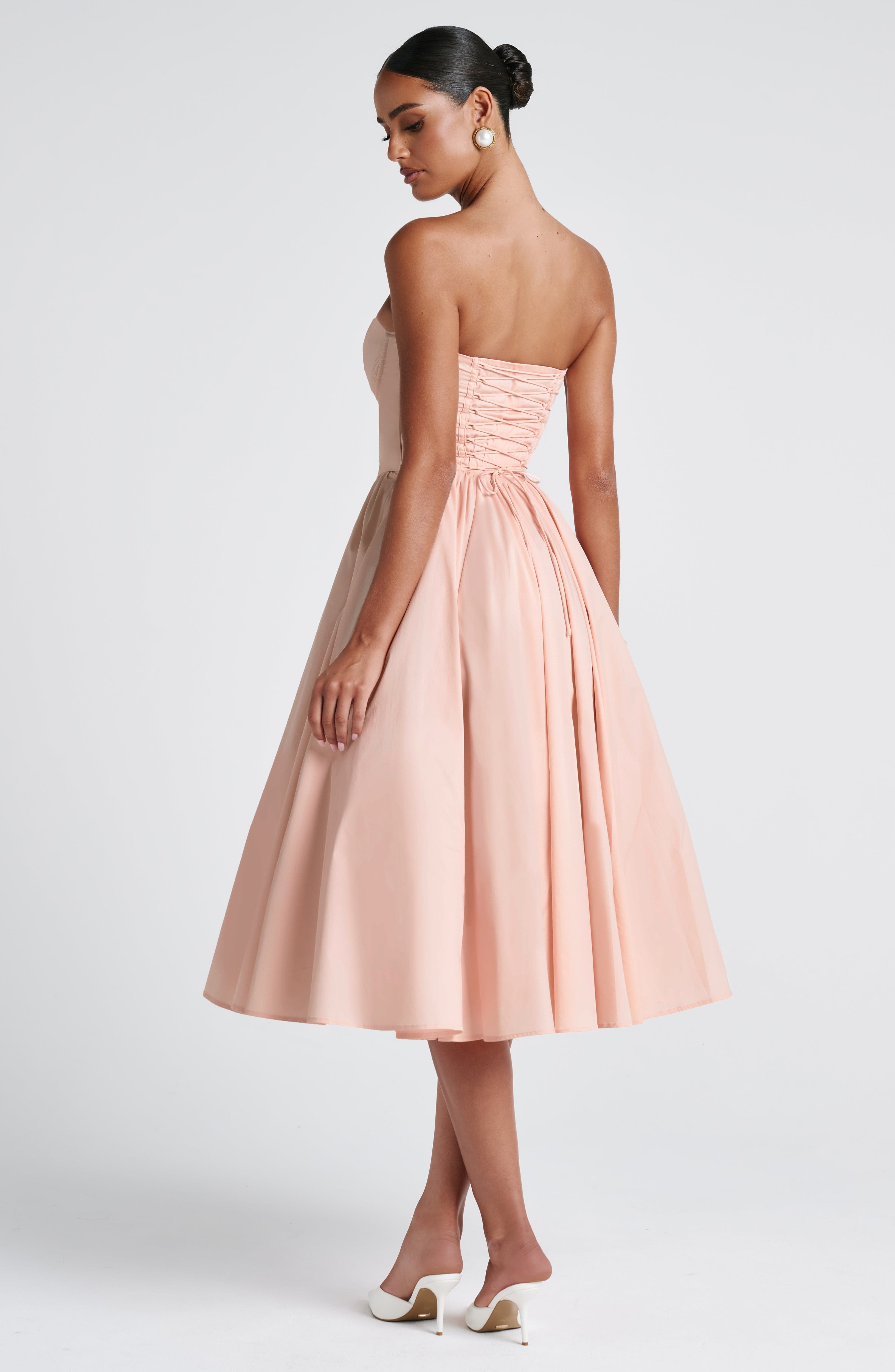 Prim Midi Dress - Soft Peach - Napalia