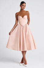 Prim Midi Dress - Soft Peach - Napalia