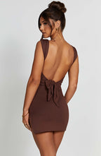 Ria Mini Dress - Chocolate - Napalia