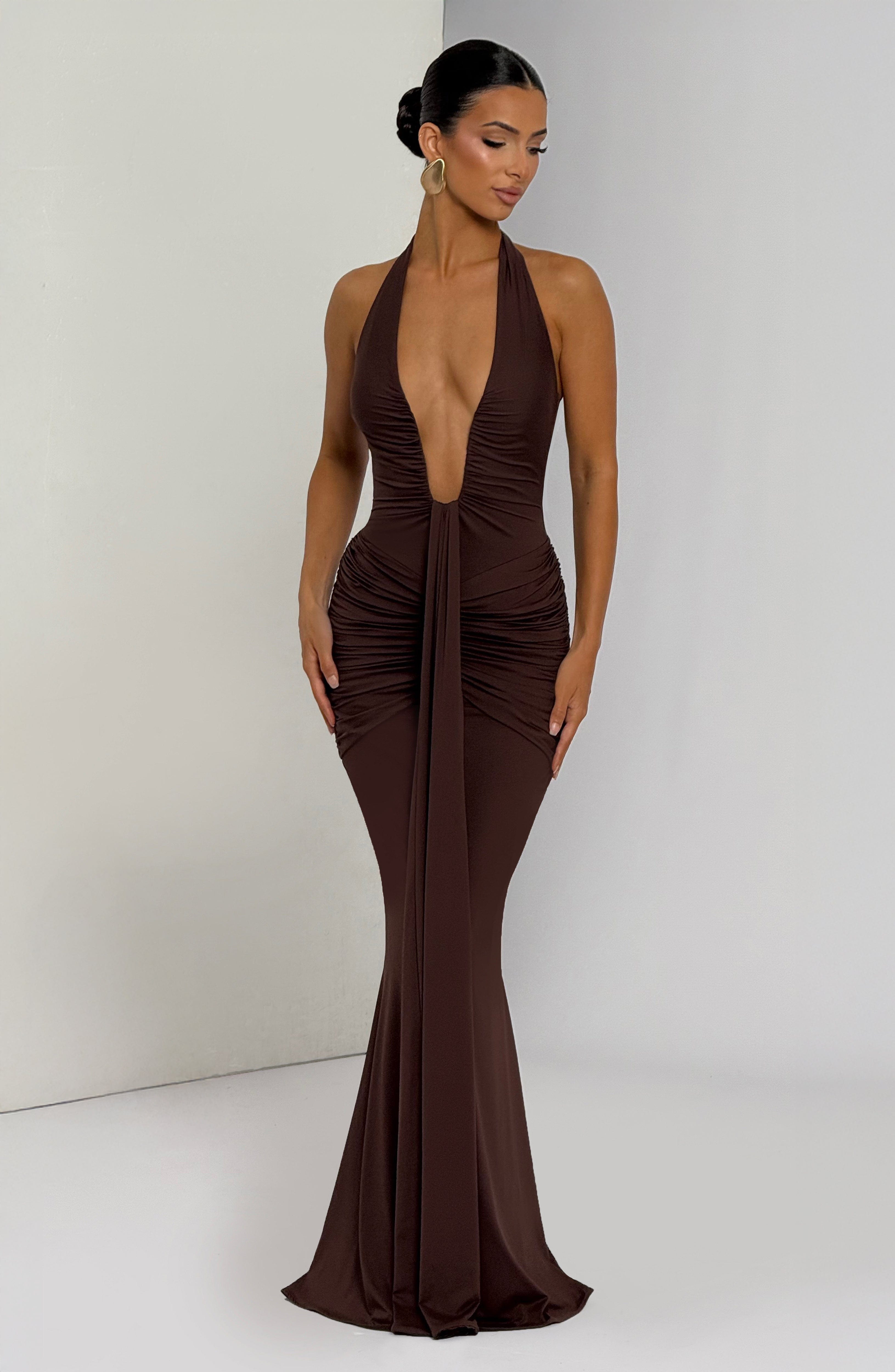 Rosetta Maxi Dress - Plum Brown - Napalia