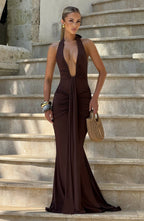 Rosetta Maxi Dress - Plum Brown - Napalia