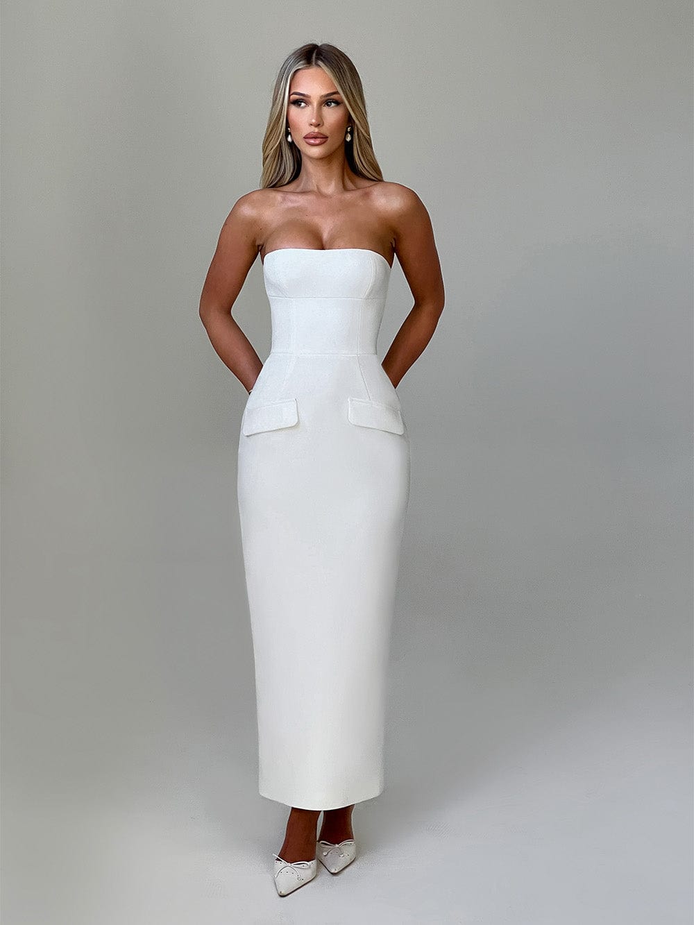 Roxanne Midaxi Dress - Ivory - Napalia