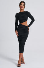 Rylee Midi Dress - Black - Napalia