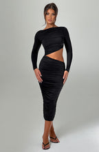 Rylee Midi Dress - Black - Napalia