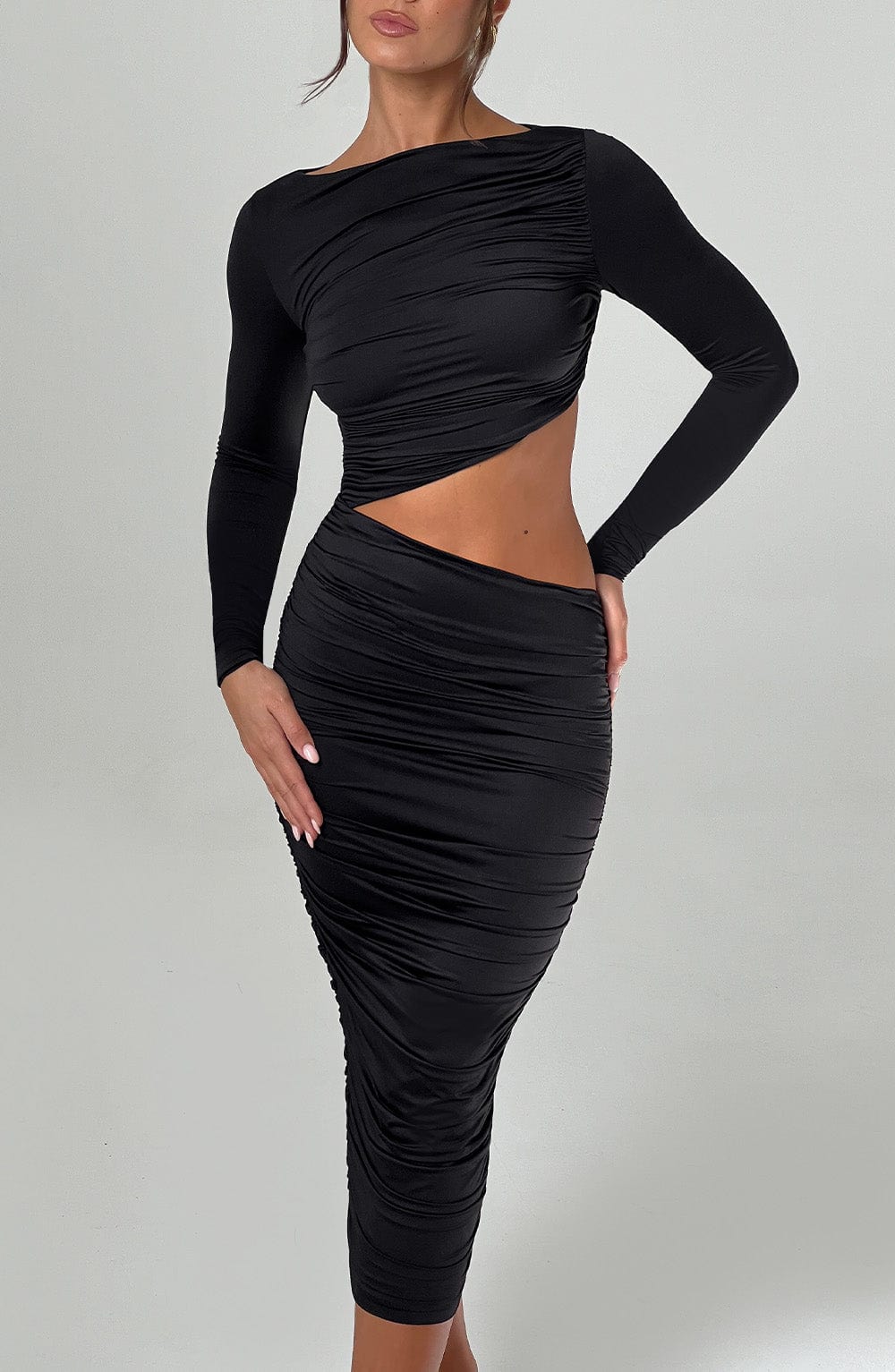 Rylee Midi Dress - Black - Napalia