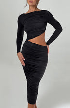 Rylee Midi Dress - Black - Napalia